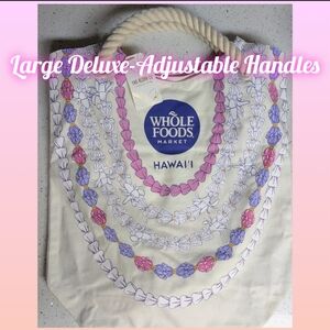 Whole Foods Large Deluxe Crown Flower Lei Tote Bag Hawaii Exclusive